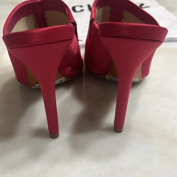 Schutz Desiree Pink Satin Open Toe Mule Heels - Picture 5 of 8